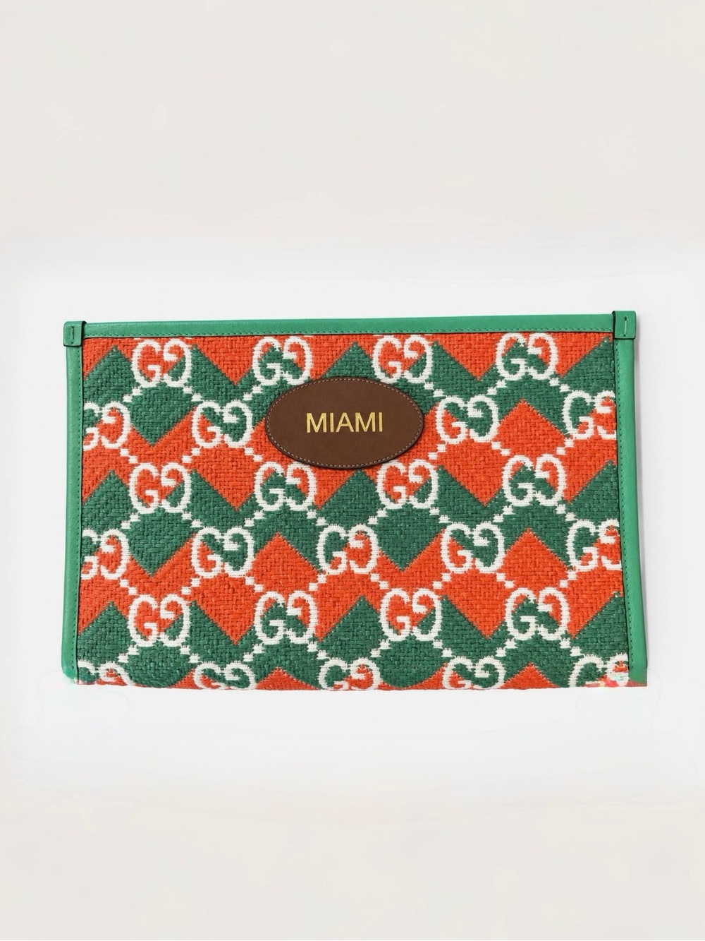Gucci Resort Miami Straw GG Monogram Pouch NWT
